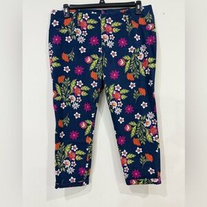 Time and Tru Women's Floral Capris - Navy and Multicolor